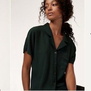 Aritzia Wilfred Free Green Button Up Blouse Shawna